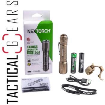 NEXTORCH TA30CS OPERATOR  1600 LUMEN TACTICAL LED TASCHENLAMPE SAND MIT NANO- KERAMIK GLASBRECHER UND STROBOSKOPFUNKTION